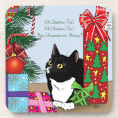クリスマスツリータキシード猫 コースター (正面)