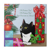 クリスマスツリータキシード猫 タイル (正面)