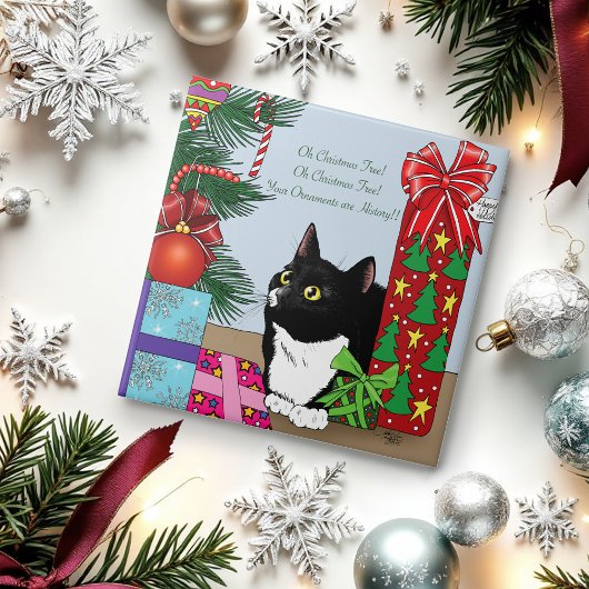 クリスマスツリータキシード猫 タイル