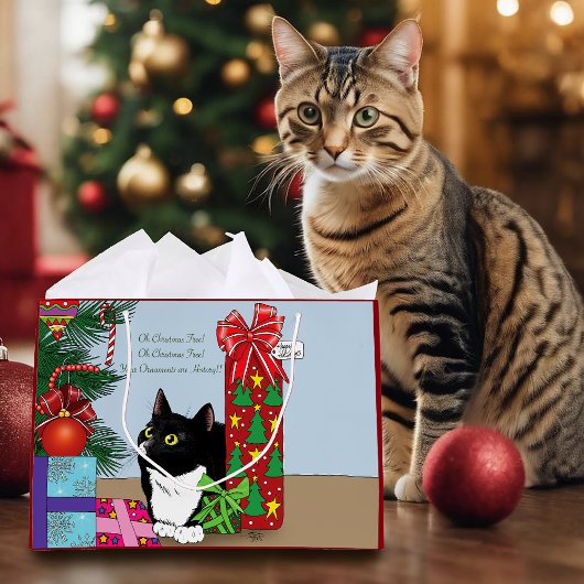 クリスマスツリータキシード猫 ラージペーパーバッグ