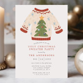 クリスマスツリータッキーで醜いクリスマスセーターパーティー 招待状