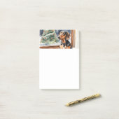 クリスマスツリーダッシュントソーセージ犬の水色 ポストイット (デスク上)