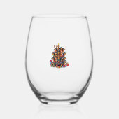 クリスマスツリーダッシュントソーセージ犬ダッシュント ステムなしワイングラス (正面)