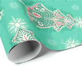 クリスマスツリーダマスクオンミントグリーンラッピング紙 ラッピングペーパー (ロールコーナー)