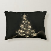 クリスマスツリーダークの星の黄金の輝き アクセントクッション (正面)
