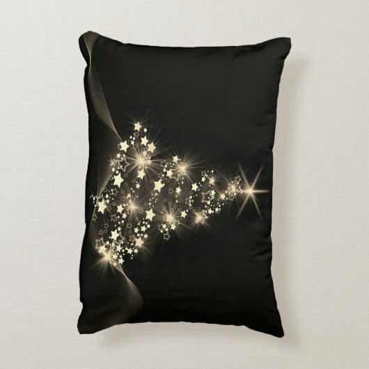 クリスマスツリーダークの星の黄金の輝き アクセントクッション (裏面(縦))