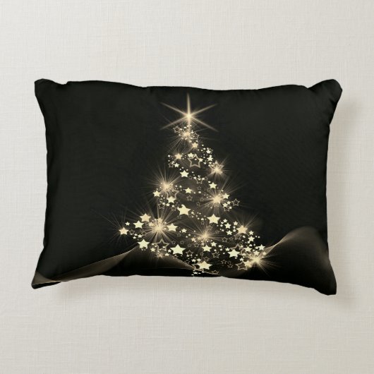 クリスマスツリーダークの星の黄金の輝き アクセントクッション (裏面)