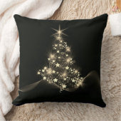 クリスマスツリーダークの星の黄金の輝き クッション (ブランケット)