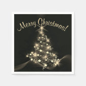 クリスマスツリーダークの星の黄金の輝き スタンダードカクテルナプキン (正面)
