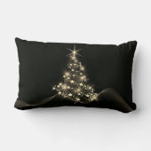 クリスマスツリーダークの星の黄金の輝き ランバークッション (裏面)