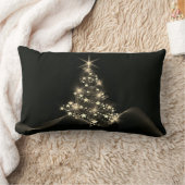 クリスマスツリーダークの星の黄金の輝き ランバークッション (ブランケット)