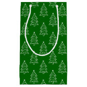 クリスマスツリーダークグリーンバックグラウンド抱き枕 スモールペーパーバッグ (正面)