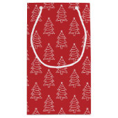 クリスマスツリーダークレッドバックグラウンド抱き枕 スモールペーパーバッグ (裏面)