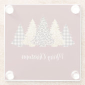 クリスマスツリーチーテプリントバッファロープレイドグリッター ガラスコースター (裏面)