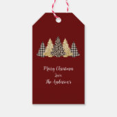 クリスマスツリーチーテプリントバッファロープレイドグリッター ギフトタグ (正面)