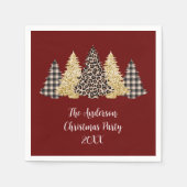 クリスマスツリーチーテプリントバッファロープレイドグリッター スタンダードカクテルナプキン (正面)