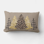 クリスマスツリーチーテプリントバッファロープレイドグリッター ランバークッション (正面)
