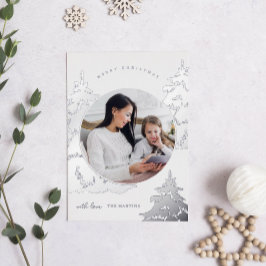 クリスマスツリーツーフォトホリデー 箔シーズンカード