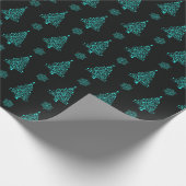 クリスマスツリーティール(緑がかった色)ブラック深い濃い飽和 ラッピングペーパー (角)