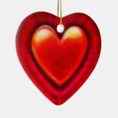 クリスマスツリーデコレーション深い赤いハート。 セラミックオーナメント (右)