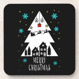 クリスマスツリーデザインとスライブラック コースター