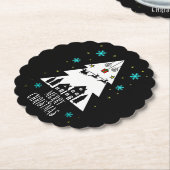 クリスマスツリーデザインとスライブラック ペーパーコースター (アングル)