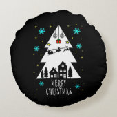 クリスマスツリーデザインとスライブラック ラウンドクッション (裏面)