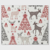 クリスマスツリーデザインとトナカイ、ラッピング紙 ラッピングペーパー (フラット)