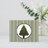 クリスマスツリーデザインオングリーンストライプズ シーズンポストカード (スタンド正面)