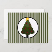 クリスマスツリーデザインオングリーンストライプズ シーズンポストカード (正面/裏面)