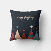 クリスマスツリーデザイン、レッドブルー抽象芸術レトロ クッション (裏面)
