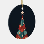 クリスマスツリーデザイン、レッドブルー抽象芸術レトロ セラミックオーナメント (右)