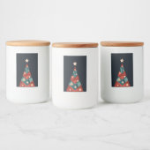 クリスマスツリーデザイン、レッドブルー抽象芸術レトロ フードラベル (ボトル)