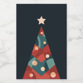 クリスマスツリーデザイン、レッドブルー抽象芸術レトロ フードラベル (シングルラベル)