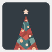 クリスマスツリーデザイン、赤ブルーレッド抽象芸術レトロ スクエアシール (正面)