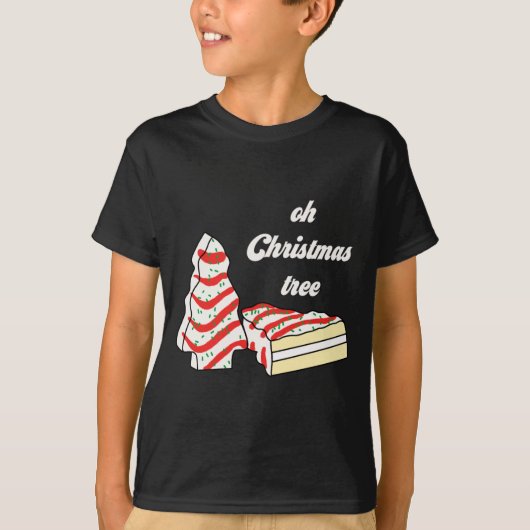 クリスマスツリーデビーおもしろクリスマススナックケーキ Tシャツ (正面)