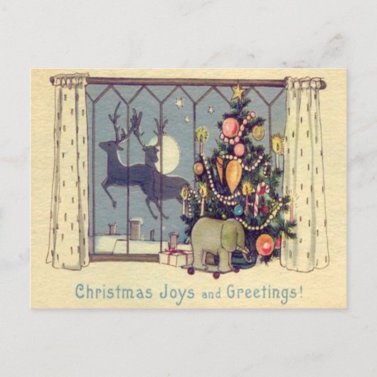 クリスマスツリートナカイ玩具フルムーン シーズンポストカード (正面)