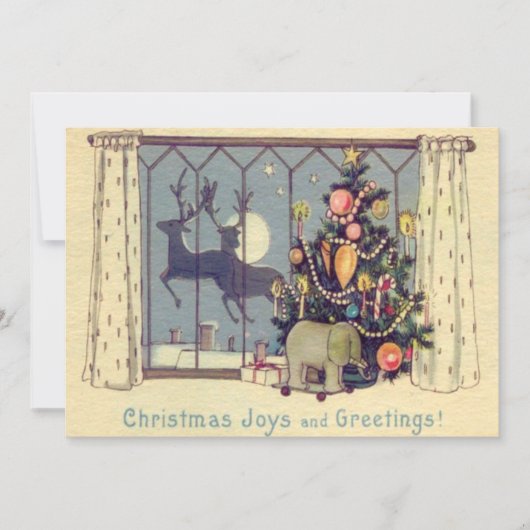 クリスマスツリートナカイ玩具フルムーン 招待状 (正面)