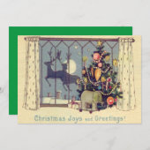 クリスマスツリートナカイ玩具フルムーン 招待状 (正面/裏面)