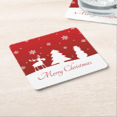 クリスマスツリートナカイ雪だるま スクエアペーパーコースター (アングル)