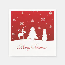 クリスマスツリートナカイ雪だるま スタンダードカクテルナプキン
