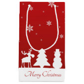 クリスマスツリートナカイ雪だるま スモールペーパーバッグ (正面)