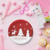 クリスマスツリートナカイ雪だるま ペーパープレート (パーティー)