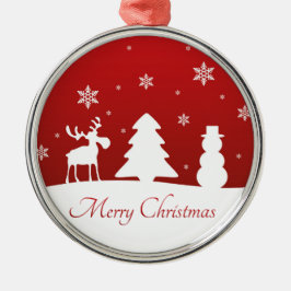 クリスマスツリートナカイ雪だるま メタルオーナメント