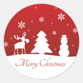 クリスマスツリートナカイ雪だるま ラウンドシール