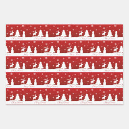 クリスマスツリートナカイ雪だるま ラッピングペーパーシート