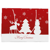 クリスマスツリートナカイ雪だるま ラージペーパーバッグ (裏面)