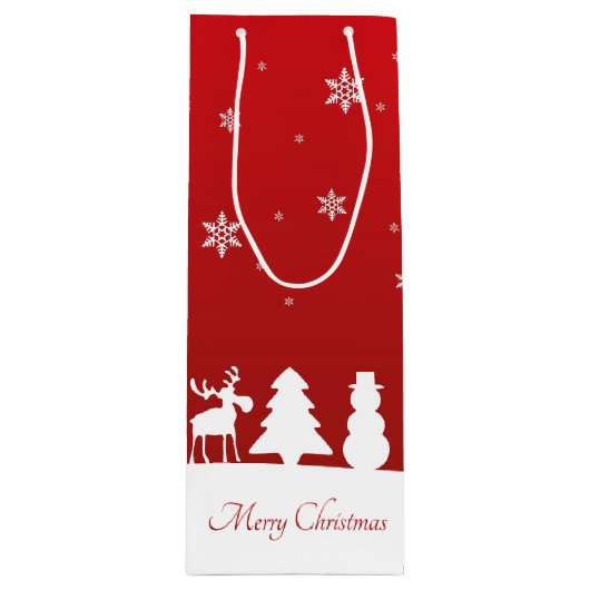 クリスマスツリートナカイ雪だるま ワインギフトバッグ (正面)