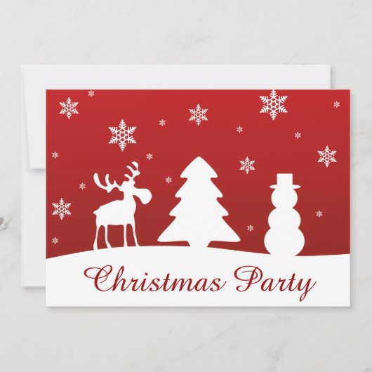 クリスマスツリートナカイ雪だるま 招待状 (正面)