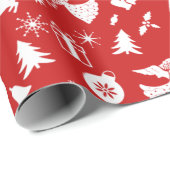 クリスマスツリートナディアスノーフレークエンジェルレッドホワイト ラッピングペーパー (ロールコーナー)